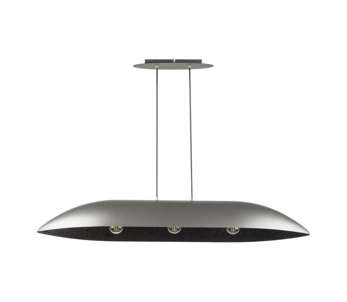 Lustră pe cablu GONDOLA 3xE27/60W/230V argintiu/negru