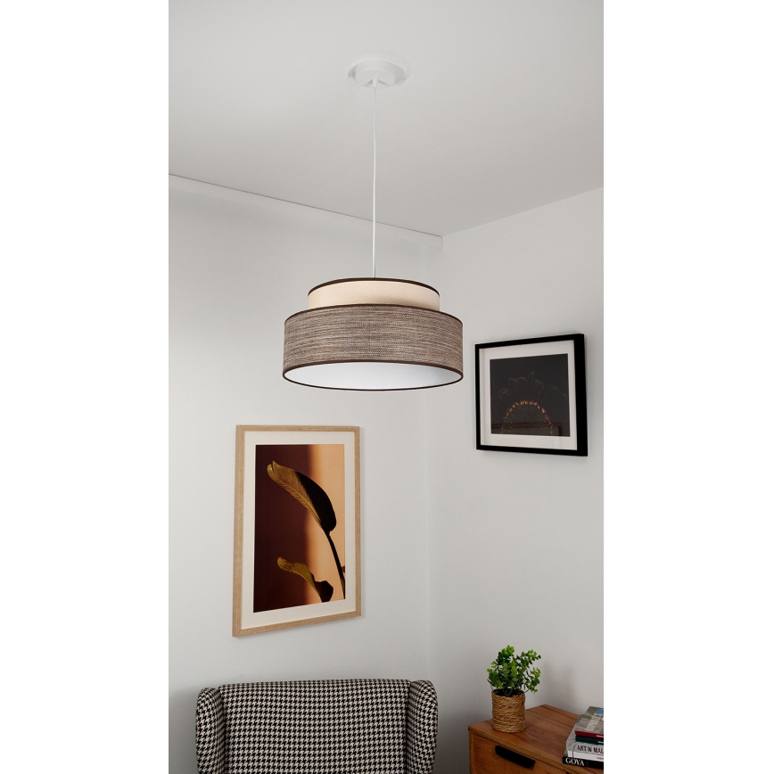 Lustră pe cablu GRACE 1xE27/60W/230V crem/maro