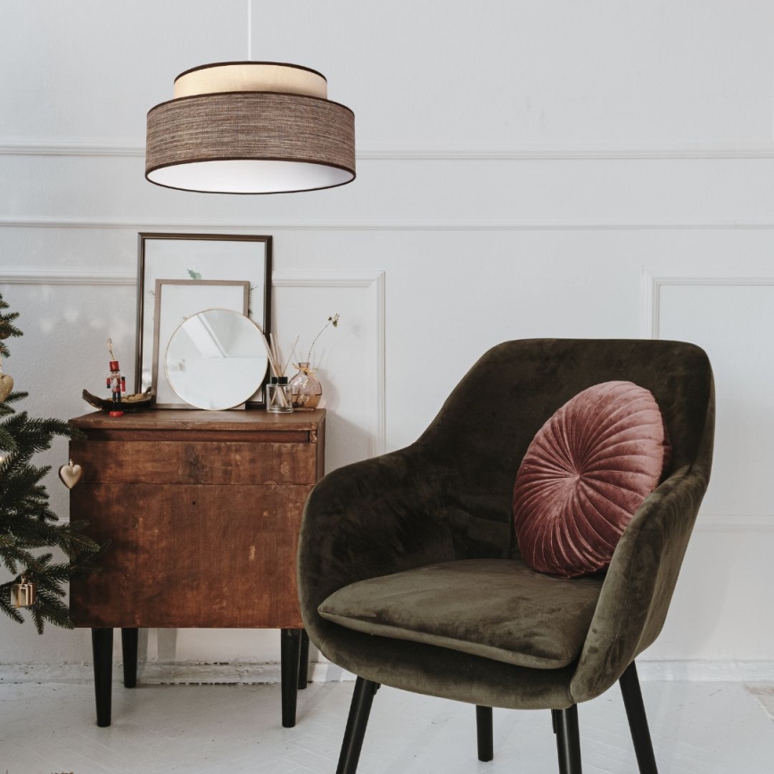 Lustră pe cablu GRACE 1xE27/60W/230V crem/maro