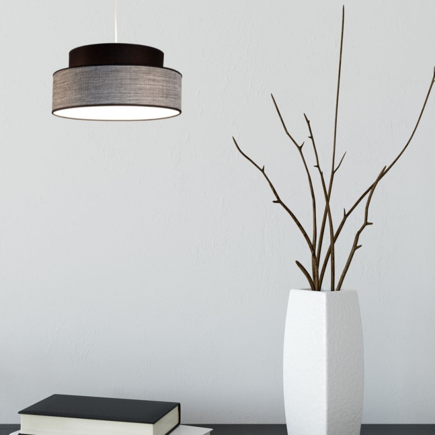 Lustră pe cablu GRACE 1xE27/60W/230V negru/gri