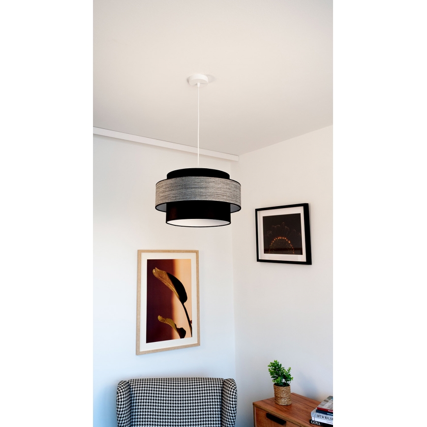 Lustră pe cablu GRACE 1xE27/60W/230V negru/gri