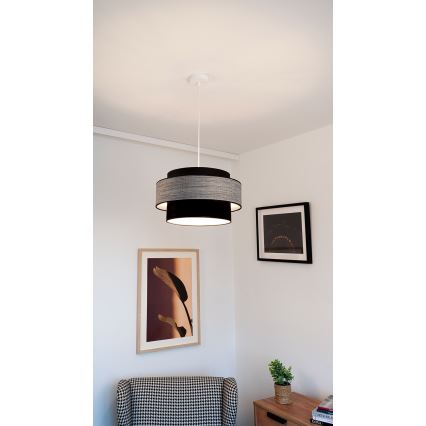Lustră pe cablu GRACE 1xE27/60W/230V negru/gri