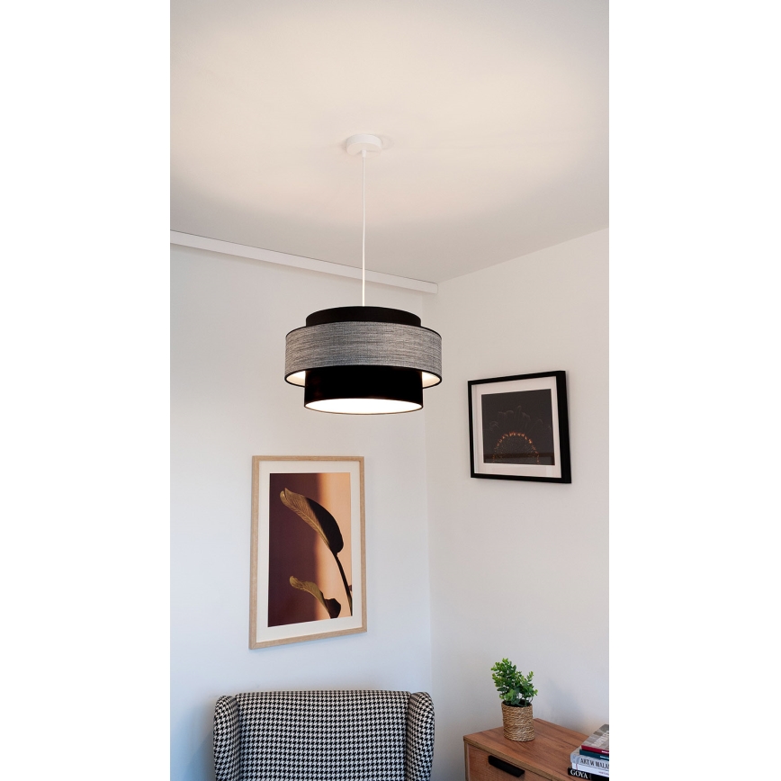 Lustră pe cablu GRACE 1xE27/60W/230V negru/gri
