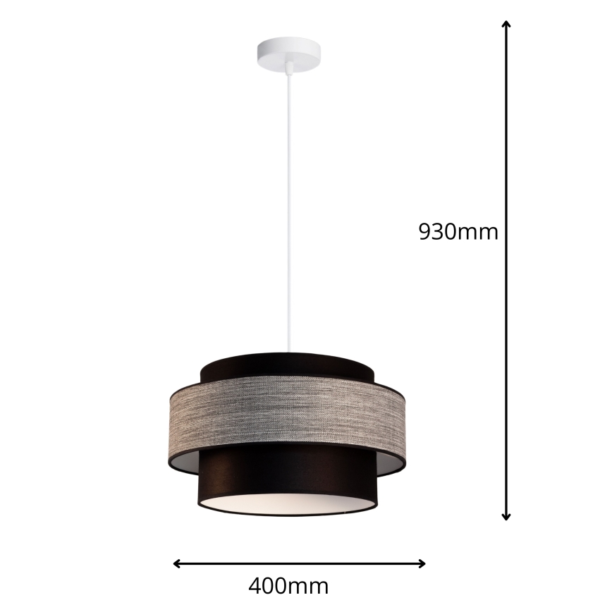 Lustră pe cablu GRACE 1xE27/60W/230V negru/gri