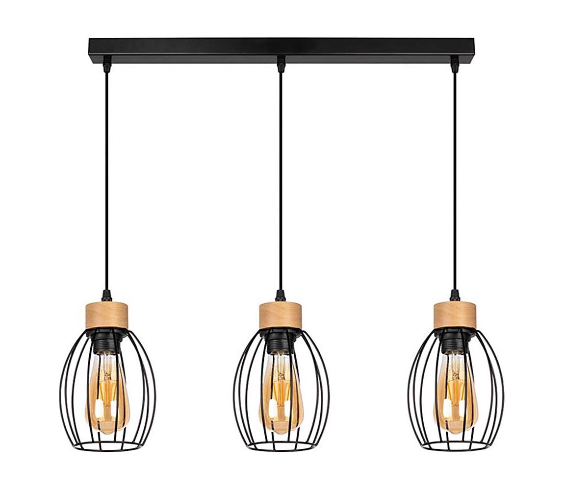 Lustră pe cablu GUNNAR 3xE27/60W/230V stejar  DO14859304