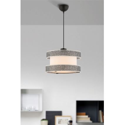 Lustră pe cablu HALO 1xE27/60W/230V crem/gri