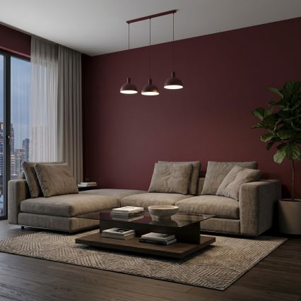 Lustră pe cablu HANDA 3xE27/15W/230V vișiniu