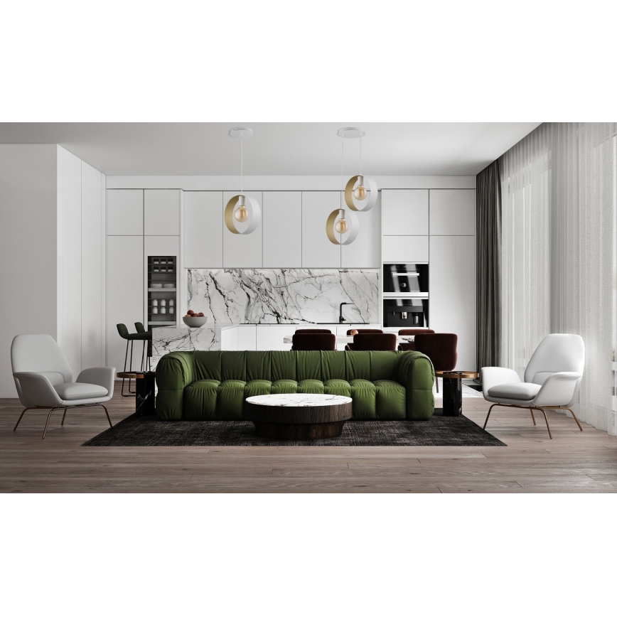 Lustră pe cablu HAPPY 2xE27/60W/230V albă/aurie