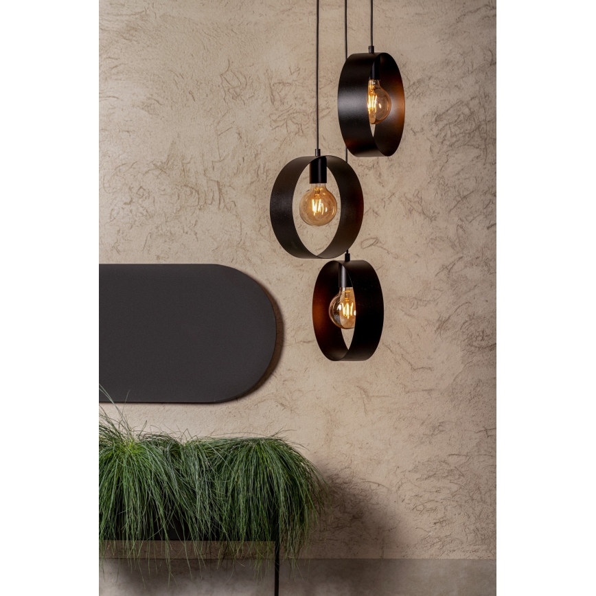 Lustră pe cablu HAPPY 3xE27/60W/230V neagră