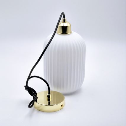 Lustră pe cablu HARMA 1xE27/15W/230V d. 14 cm alb/auriu