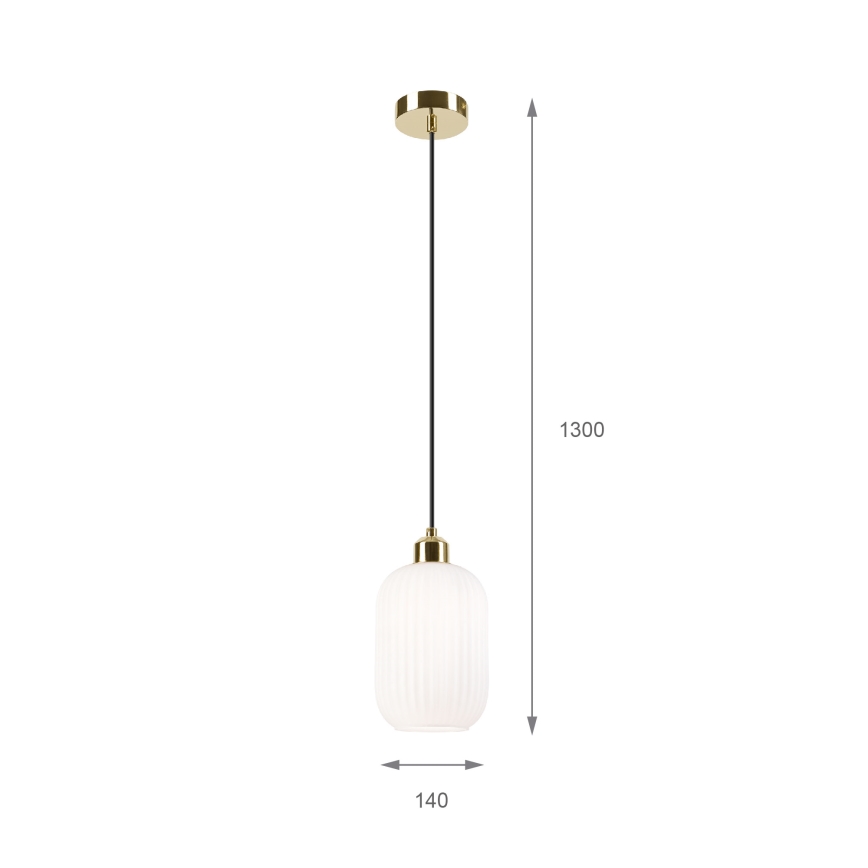 Lustră pe cablu HARMA 1xE27/15W/230V d. 14 cm alb/auriu