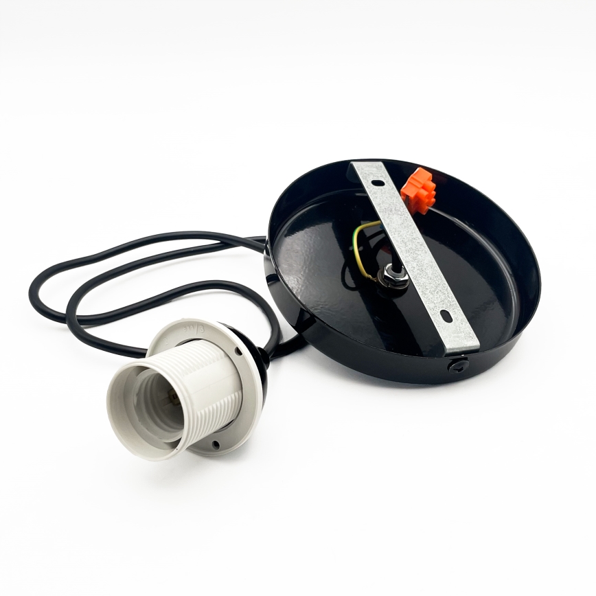 Lustră pe cablu HARMA 1xE27/15W/230V d. 14 cm alb/negru