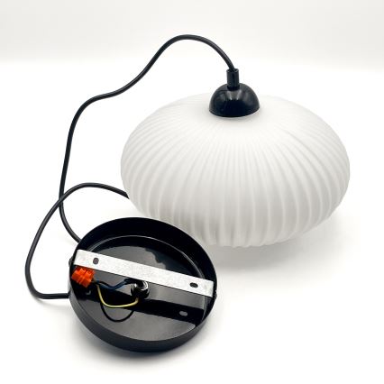 Lustră pe cablu HARMA 1xE27/15W/230V d. 25 cm alb/negru