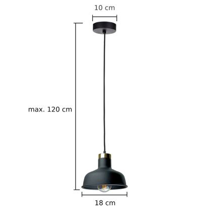 Lustră pe cablu HEBE 1xE27/60W/230V negru