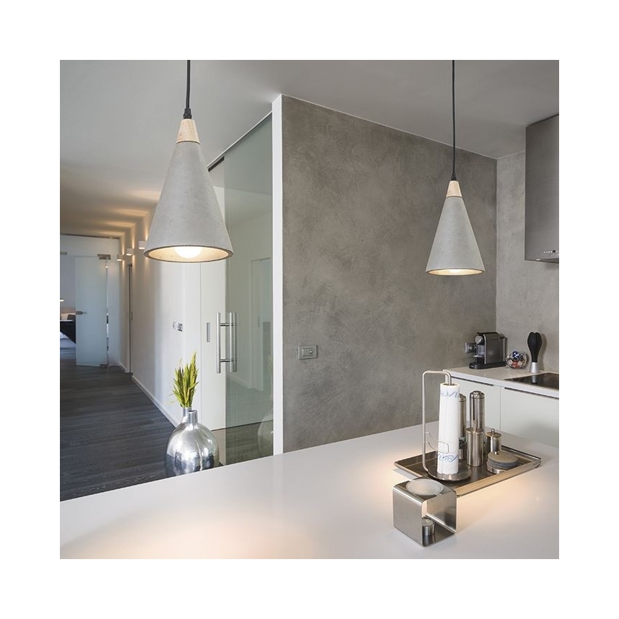 Lustră pe cablu HEIDI 1xE27/28W/230V beton/lemn RED-Design Rendl-R12380