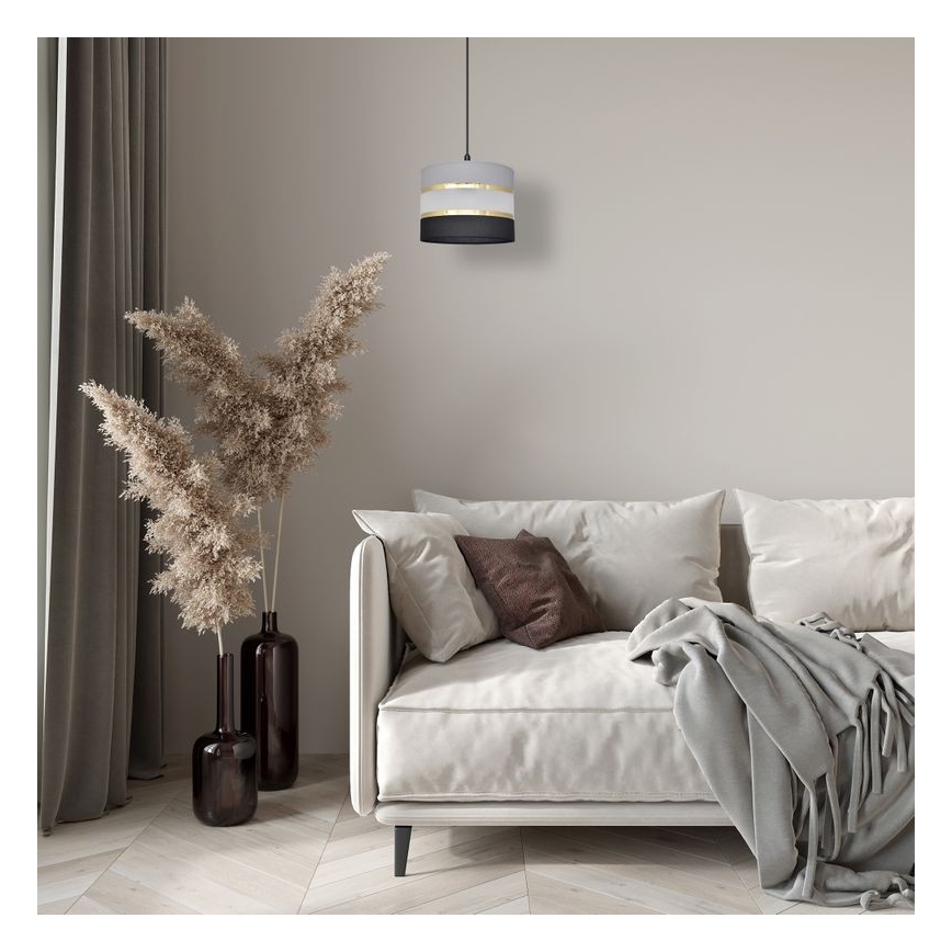 Lustră pe cablu HELEN 1xE27/15W/230V d. 20 cm neagră/gri/aurie