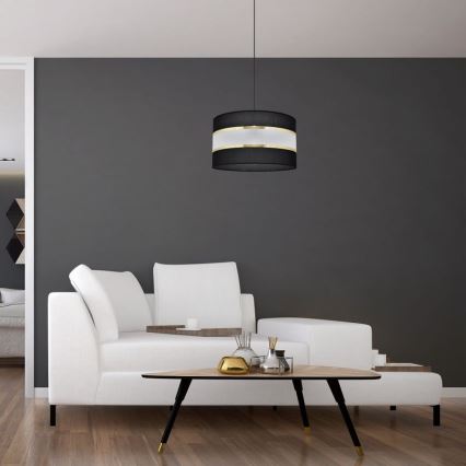 Lustră pe cablu HELEN 1xE27/15W/230V d. 35 cm neagră/aurie