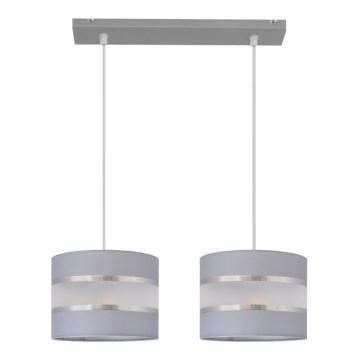 Lustră pe cablu HELEN 2xE27/15W/230V gri/argintie
