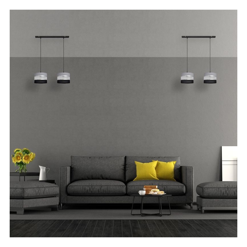 Lustră pe cablu HELEN 2xE27/15W/230V neagră/gri/argintie