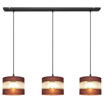 Lustră pe cablu HELEN 3xE27/15W/230V maro/neagră/aurie