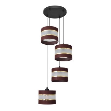 Lustră pe cablu HELEN 4xE27/15W/230V maro/neagră/aurie