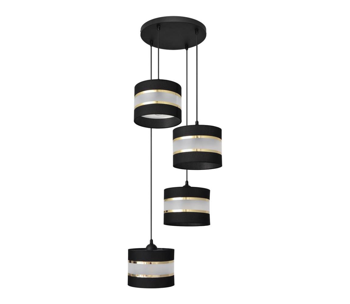Lustră pe cablu HELEN 4xE27/60W/230V neagră/aurie