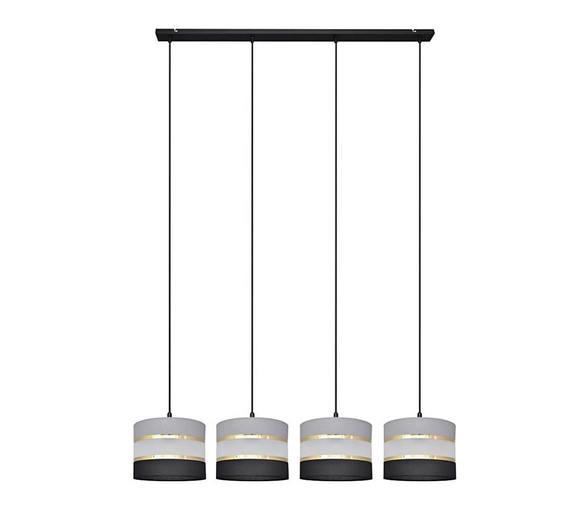 Lustră pe cablu HELEN 4xE27/60W/230V neagră/gri/aurie