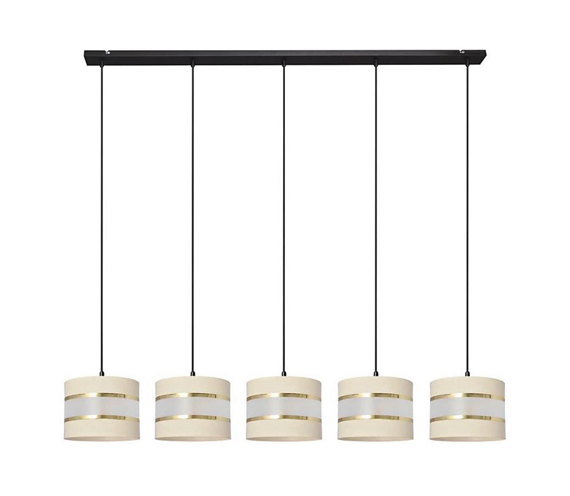 Lustră pe cablu HELEN 5xE27/60W/230V crem/neagră/aurie