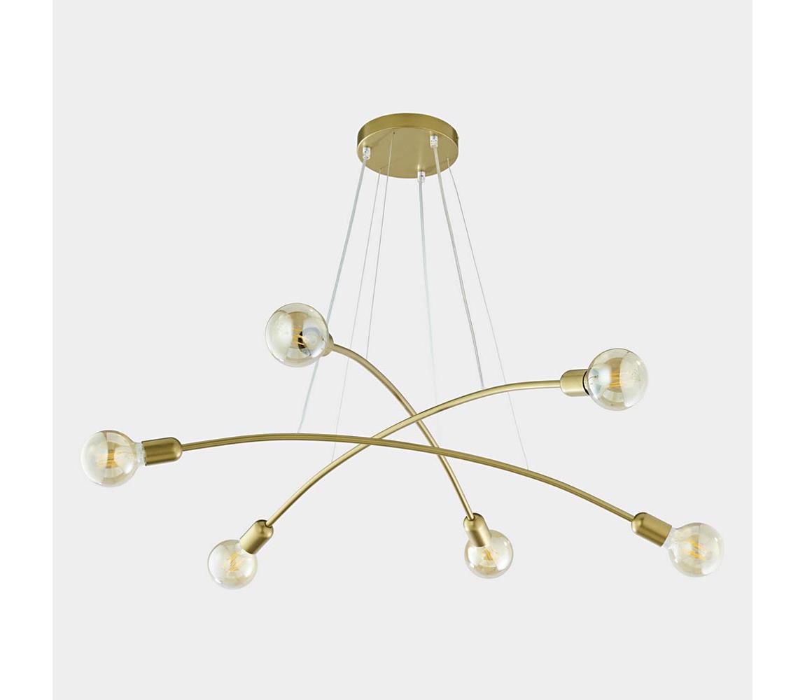 Lustră pe cablu HELIX 6xE27/60W/230V aurie