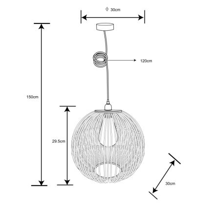 Lustră pe cablu 1xE27/60W/230V bambus Globo