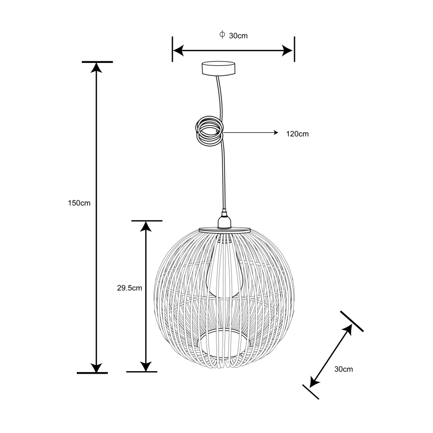 Lustră pe cablu 1xE27/60W/230V bambus Globo