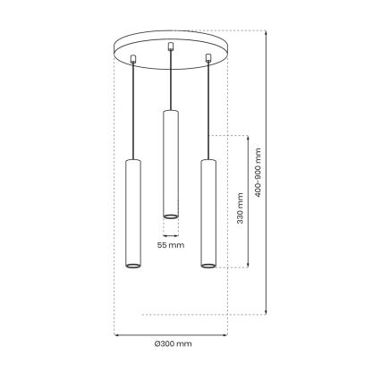 Lustră pe cablu HUDSON 3xGU10/8W/230V neagră