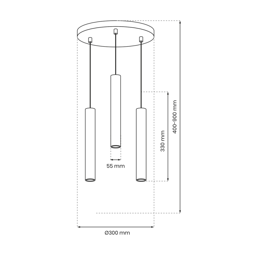 Lustră pe cablu HUDSON 3xGU10/8W/230V neagră