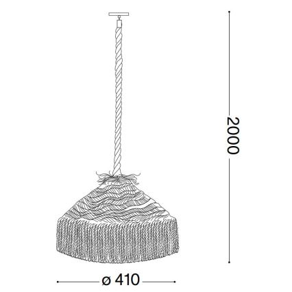 Lustră pe cablu Ideal Lux CANAPA 1xE27/15W/230V d. 41 cm maro