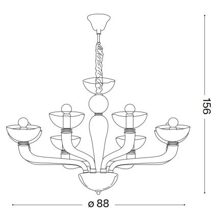 Lustră pe cablu Ideal Lux CASANOVA 8×E14/40W/230V