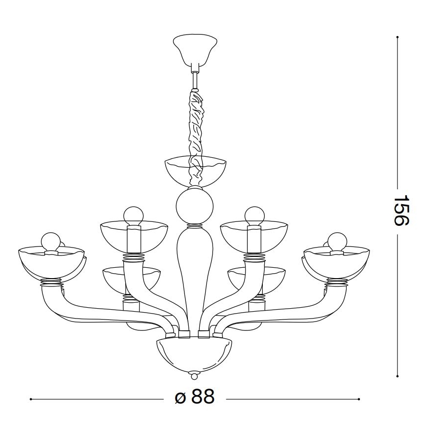 Lustră pe cablu Ideal Lux CASANOVA 8×E14/40W/230V