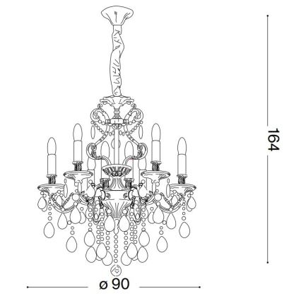 Lustră pe cablu Ideal Lux Crystal GIOCONDA 12×E14/40W/230V