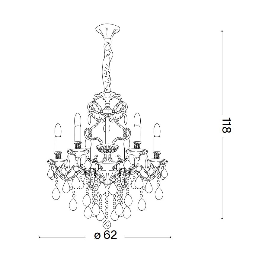 Lustră pe cablu Ideal Lux Crystal GIOCONDA 6×E14/40W/230V