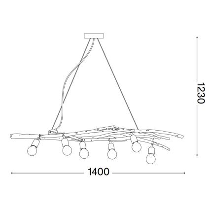 Lustră pe cablu Ideal Lux DRIFTWOOD 6xE27/60W/230V guava