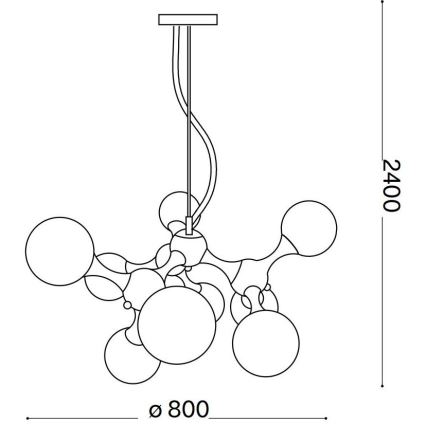 Lustră pe cablu Ideal Lux NODI 9xE14/28W/230V alamă