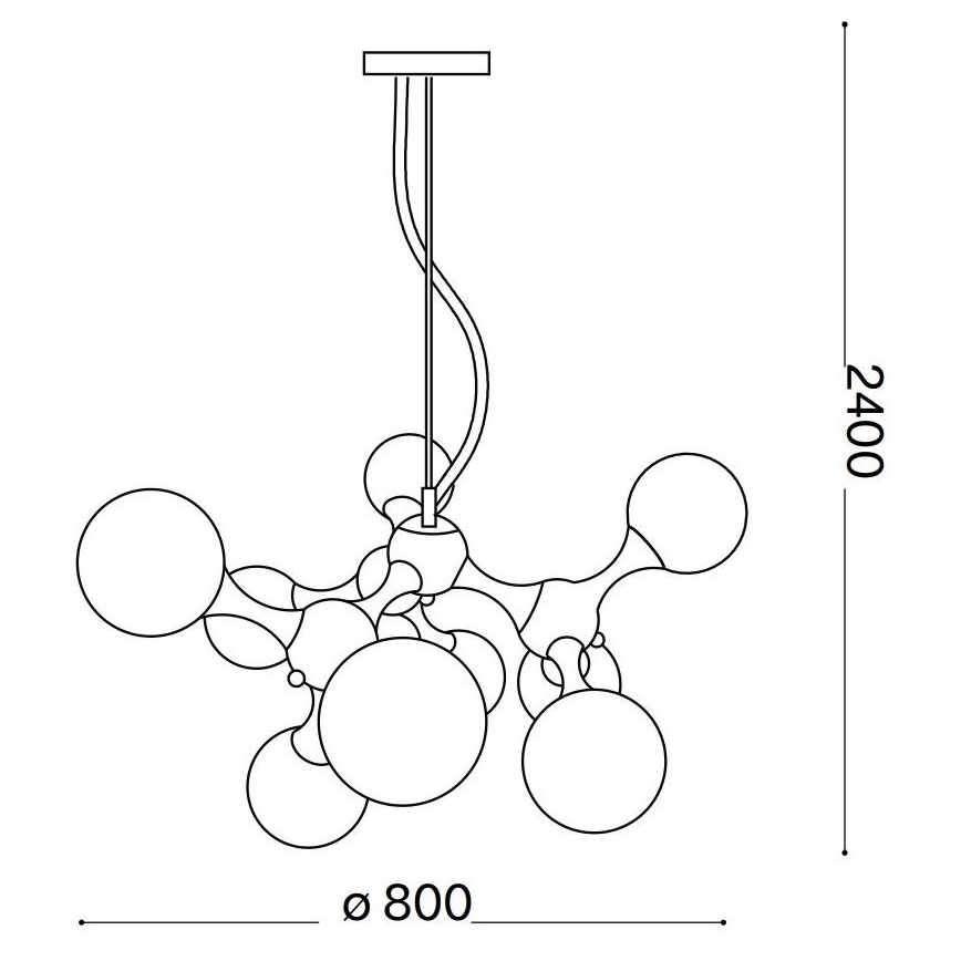 Lustră pe cablu Ideal Lux NODI 9xE14/28W/230V alamă