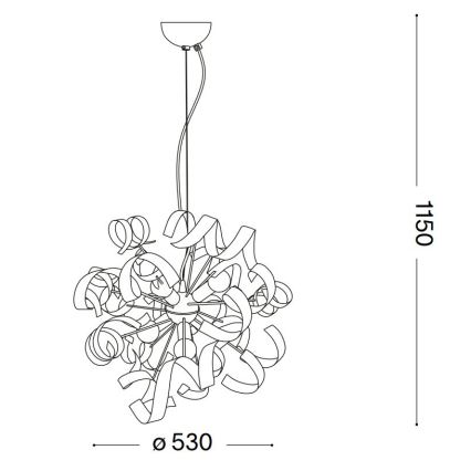 Lustră pe cablu Ideal Lux VORTEX 6xE14/40W/230V d. 53 cm argintiu/patină