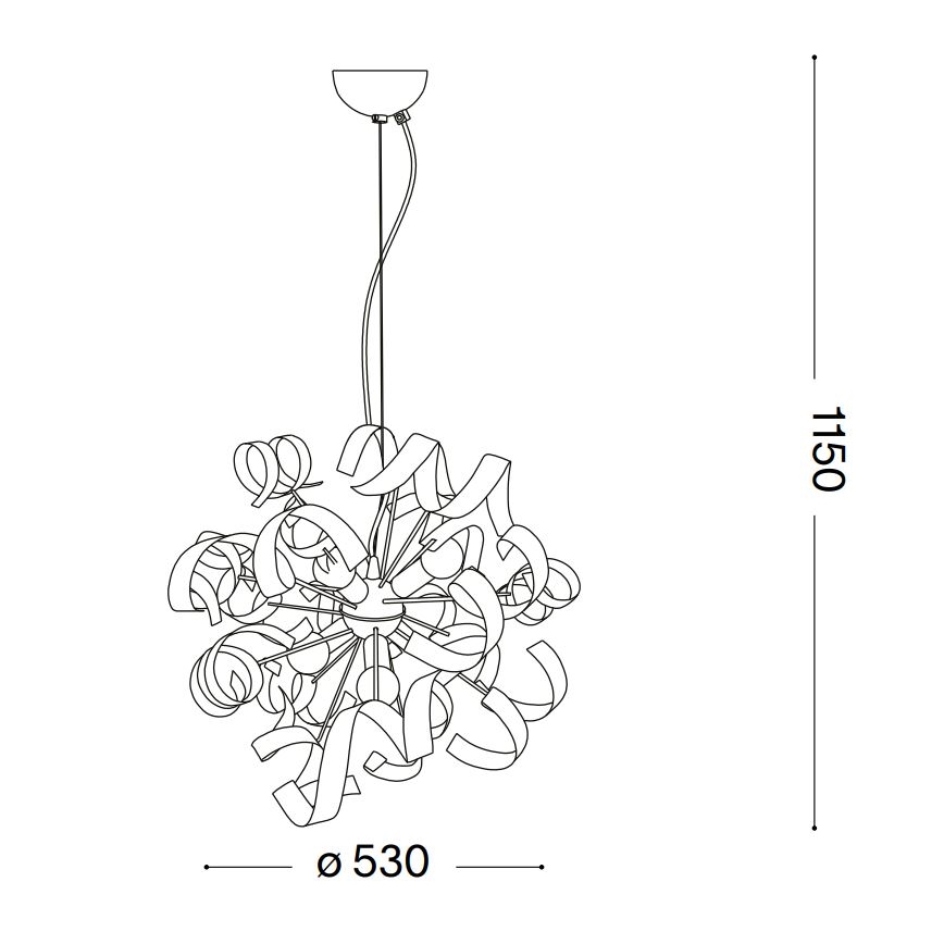 Lustră pe cablu Ideal Lux VORTEX 6xE14/40W/230V d. 53 cm argintiu/patină