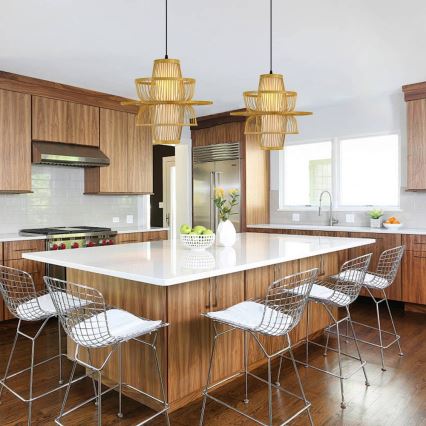 Lustră pe cablu Immax PINCHOS 1xE27/40W/230V d. 45 cm bambus