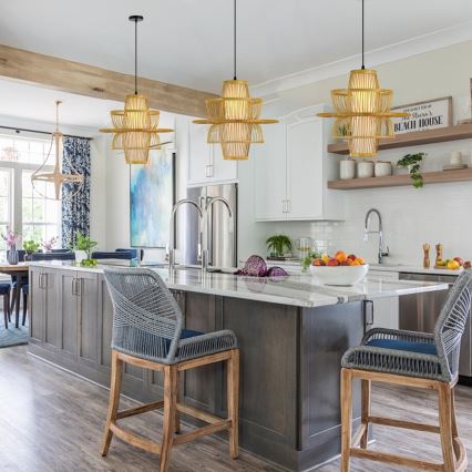 Lustră pe cablu Immax PINCHOS 1xE27/40W/230V d. 45 cm bambus