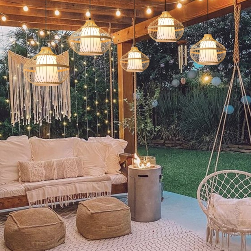 Lustră pe cablu Immax PINCHOS 1xE27/40W/230V d. 40 cm bambus