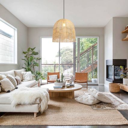 Lustră pe cablu Immax PELO 1xE27/40W/230V d. 50 cm ratan