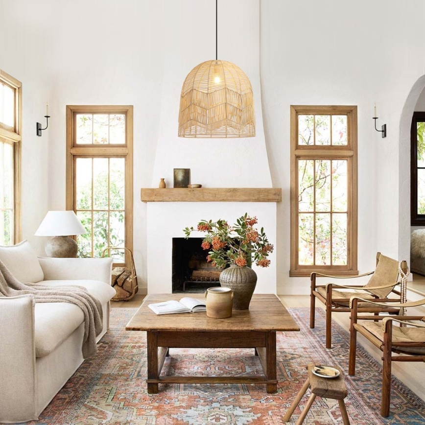 Lustră pe cablu Immax PELO 1xE27/40W/230V d. 50 cm ratan