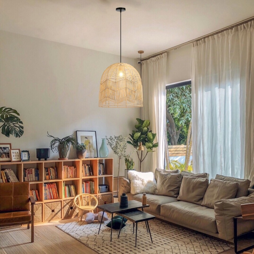 Lustră pe cablu Immax PELO 1xE27/40W/230V d. 50 cm ratan