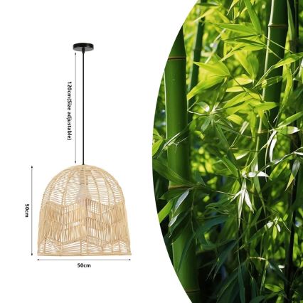 Lustră pe cablu Immax PELO 1xE27/40W/230V d. 50 cm ratan